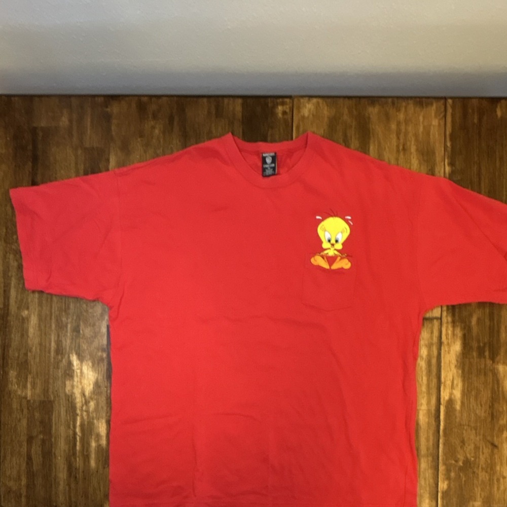Vintage Warner Bros. Tweety Embroidered Pocket‎ T-Shirt Cotton Men's Size XXL